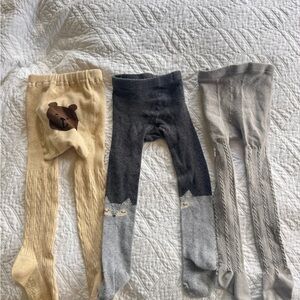 X3 Adorable Animal Print Baby Tights Set 12-24 months (zara, gap, carters)